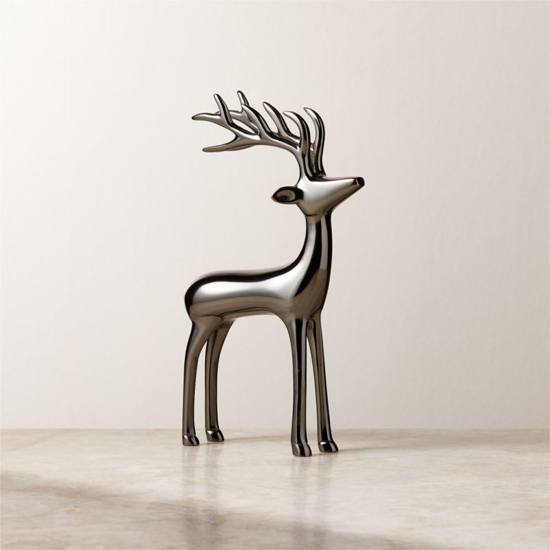 Blackened Brass Holiday Reindeer Decoration 8" - image 0 of 6