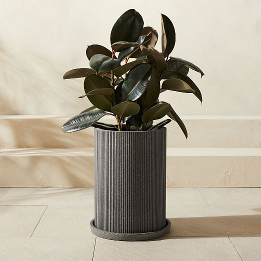 Stari Light Grey Indoor/Outdoor Medium Planter with Saucer