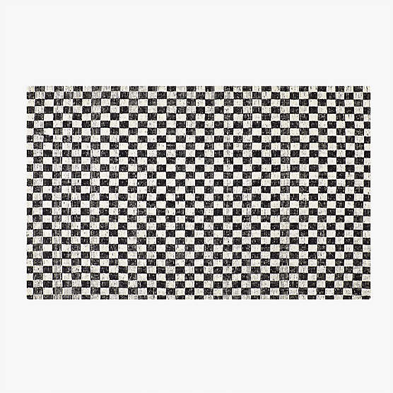 Stassi Black Check New Zealand Wool and Jute Area Rug 5'x8'