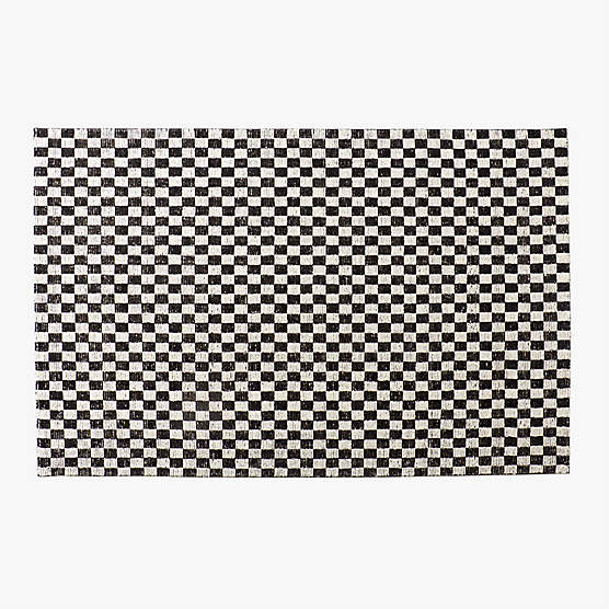 Stassi Black Check New Zealand Wool and Jute Area Rug 6'x9'