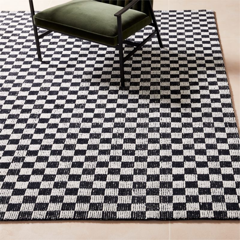 Stassi Black Check New Zealand Wool and Jute Area Rug 8'x10' + Reviews