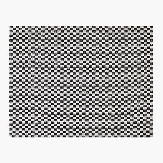 Stassi Black Check New Zealand Wool and Jute Area Rug 9'x12'