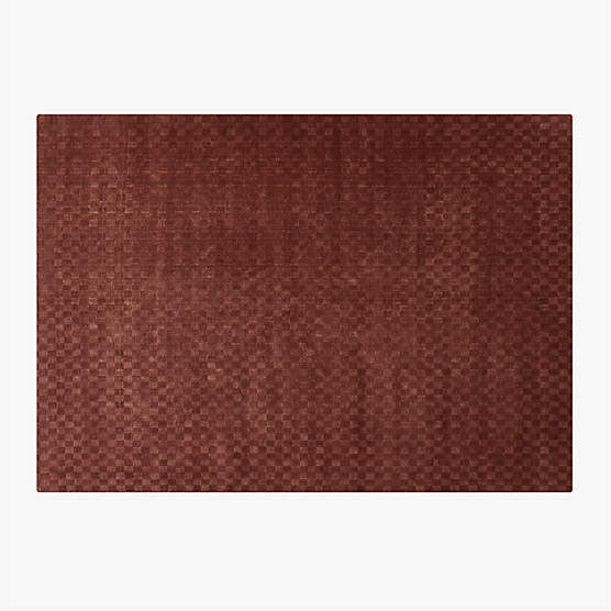 Stassi Sienna Brown Check New Zealand Wool and Jute Area Rug 10'x14'