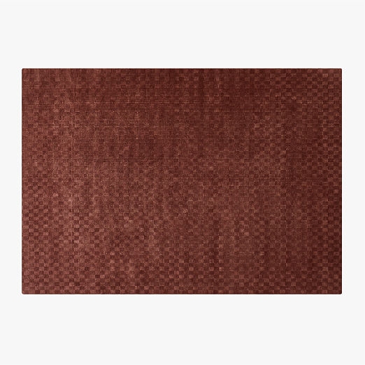 Stassi Sienna Brown Check New Zealand Wool and Jute Area Rug 10'x14'