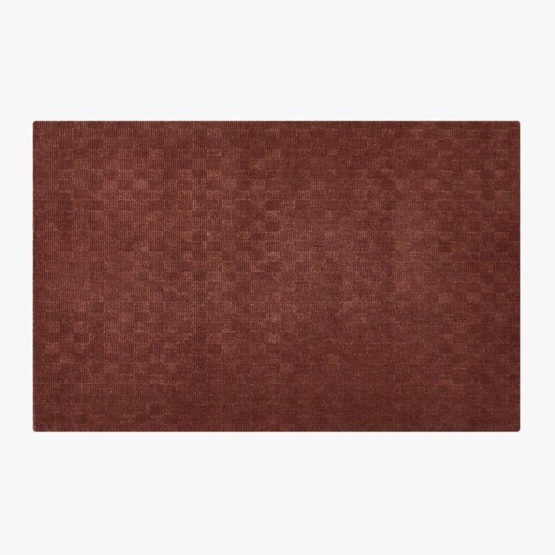 Stassi Sienna Brown Check New Zealand Wool and Jute Area Rug 5'x8' + Reviews | CB2