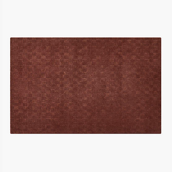 Stassi Sienna Brown Check New Zealand Wool and Jute Area Rug 5'x8'