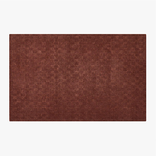 Stassi Sienna Brown Check New Zealand Wool and Jute Area Rug 5'x8'