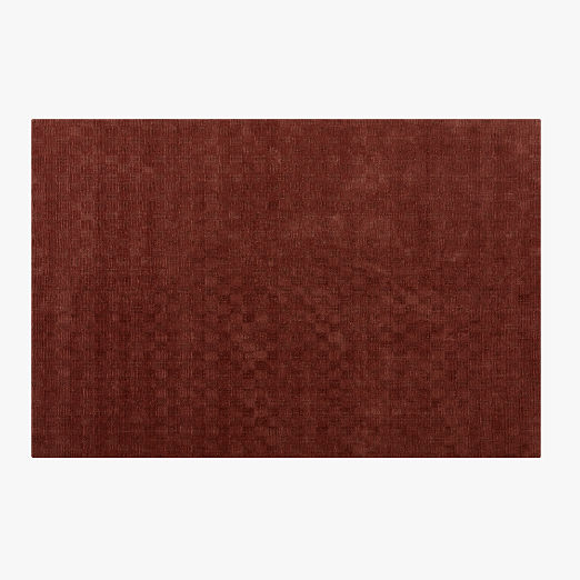 Stassi Sienna Brown Check New Zealand Wool and Jute Area Rug 6'x9'