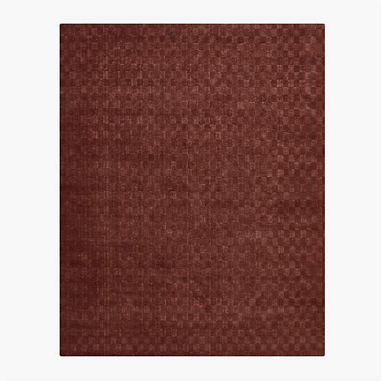 Stassi Sienna Brown Check New Zealand Wool and Jute Area Rug 6'x9'