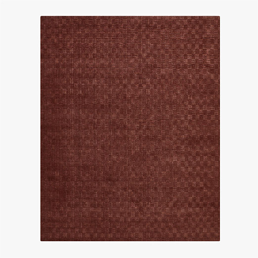 Stassi Sienna Brown Check New Zealand Wool and Jute Area Rug 8'x10'