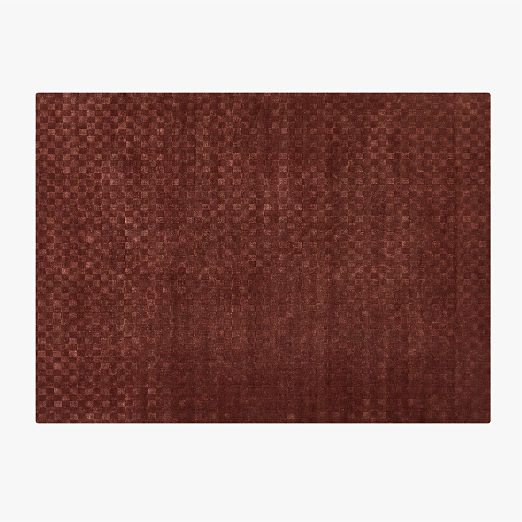 Stassi Sienna Brown Check New Zealand Wool and Jute Area Rug 9'x12'