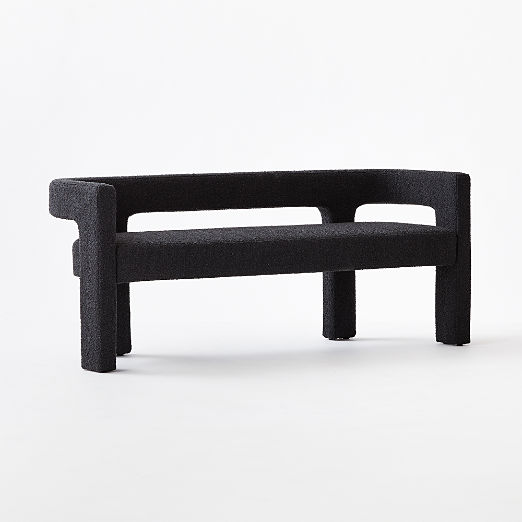 Stature 67" Black Boucle Bench