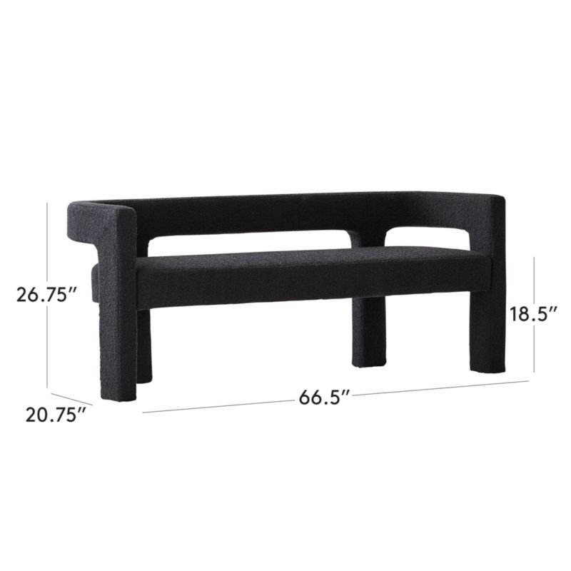 View Stature 67" Black Boucle Bench - image 3 of 13