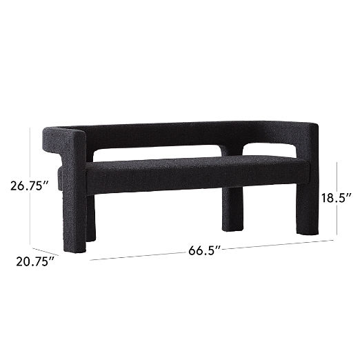 Stature 67" Black Boucle Bench