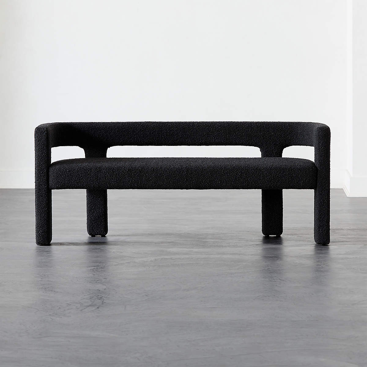 Stature Black Boucle Bench + Reviews | CB2 Canada