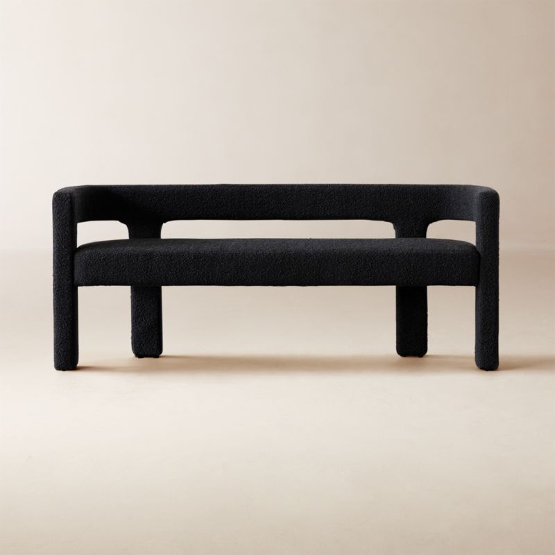 Stature 67" Black Boucle Bench - image 0 of 13