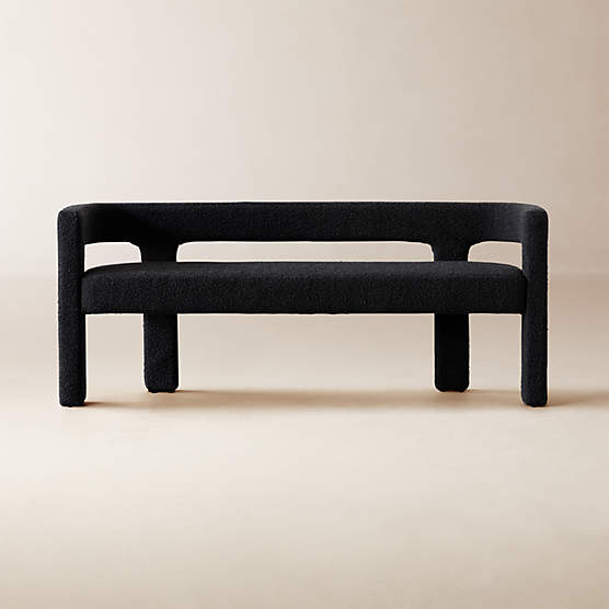 Stature 67" Black Boucle Bench