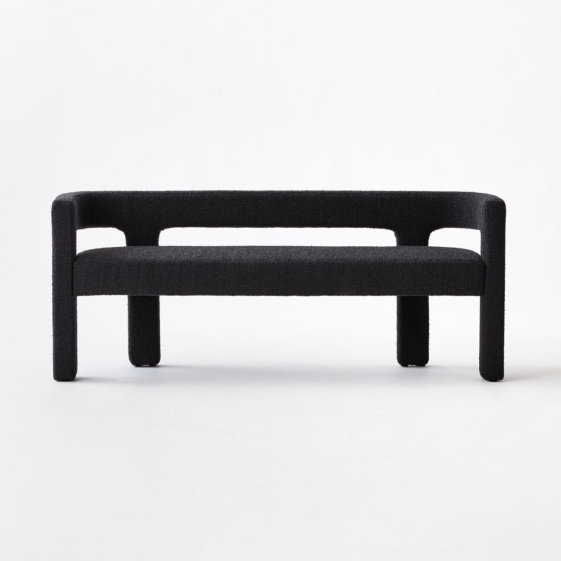 Stature 67" Black Boucle Bench - image 5 of 13