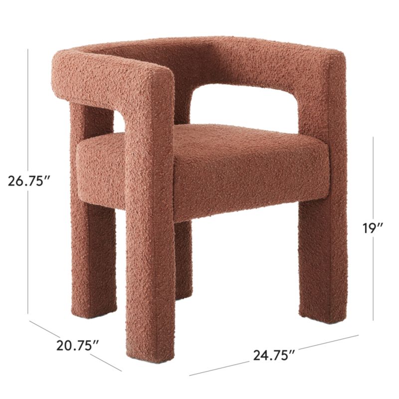 View Stature Burnt Sienna Boucle Dining Armchair - image 3 of 8