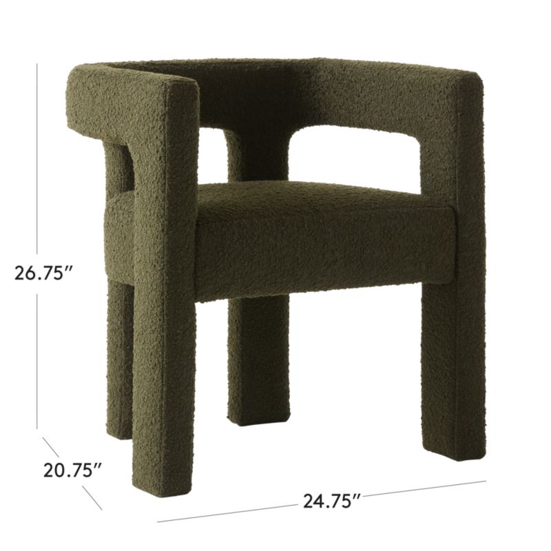 View Stature Green Boucle Dining Armchair - image 3 of 10