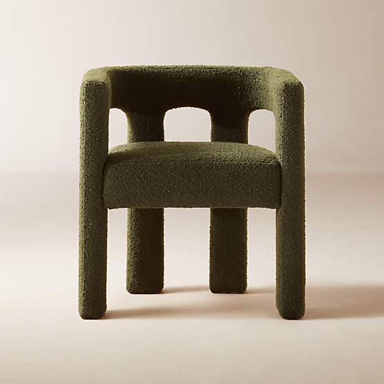 Stature Green Boucle Dining Armchair