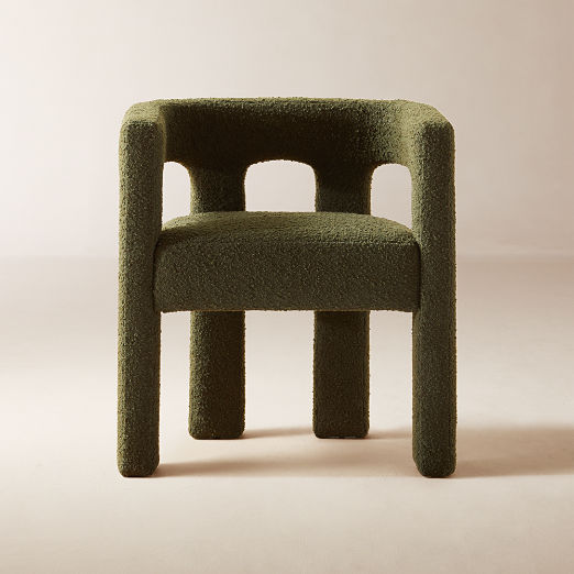 Stature Green Boucle Dining Armchair