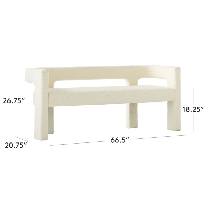 View Stature 67" Warm White Boucle Bench - image 3 of 11