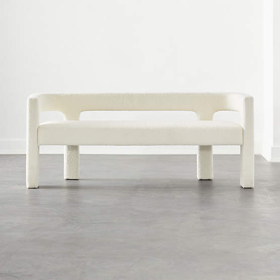 Stature Ivory Boucle Bench