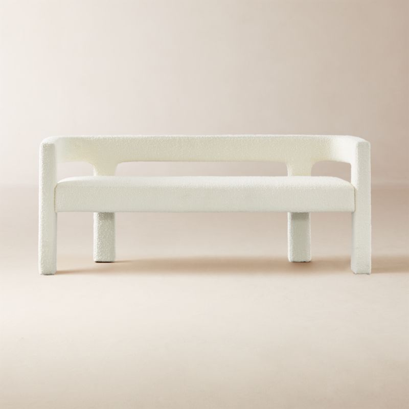 Stature 67" Warm White Boucle Bench - image 0 of 11