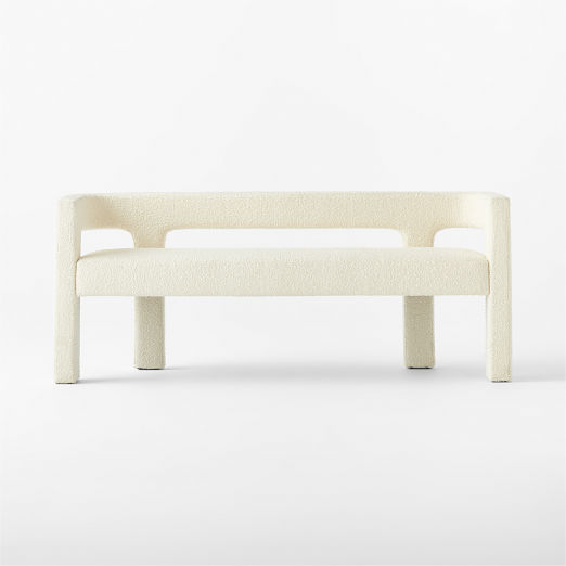 Stature 67" Warm White Boucle Bench