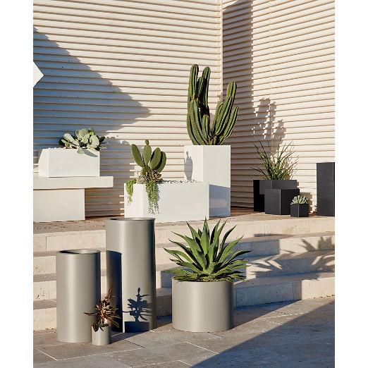 Blox Tall Charcoal Galvanized Steel Indoor/Outdoor Planter Large