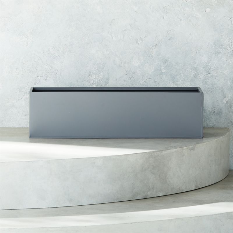 View Stax Grey Steel Indoor/Outdoor Railing Planter details