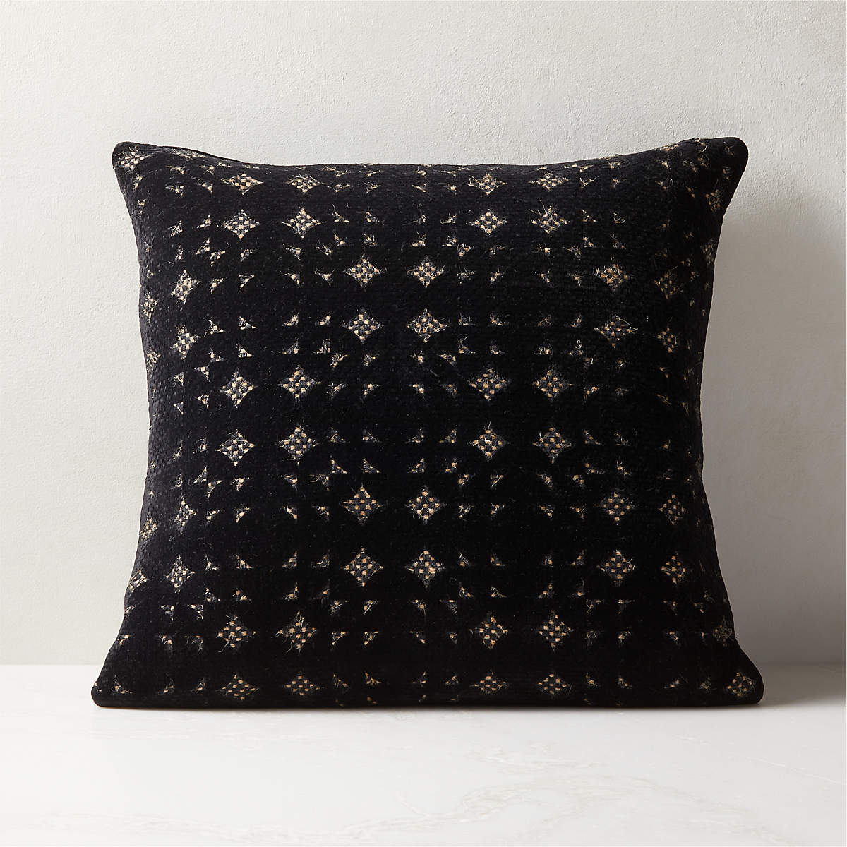 Stella Black Jute Modern Throw Pillow with DownAlternative Insert 20" + Reviews CB2