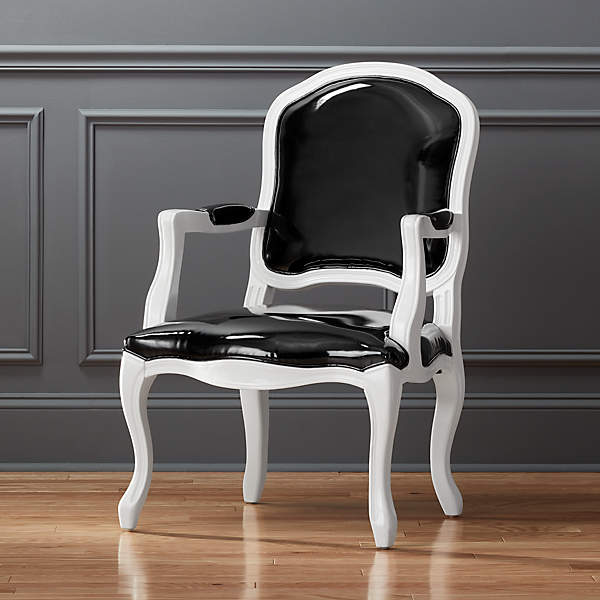 black and white leather armchair