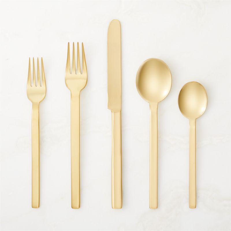 View Mepra Stile 5-Piece Polished Gold Flatware Set details