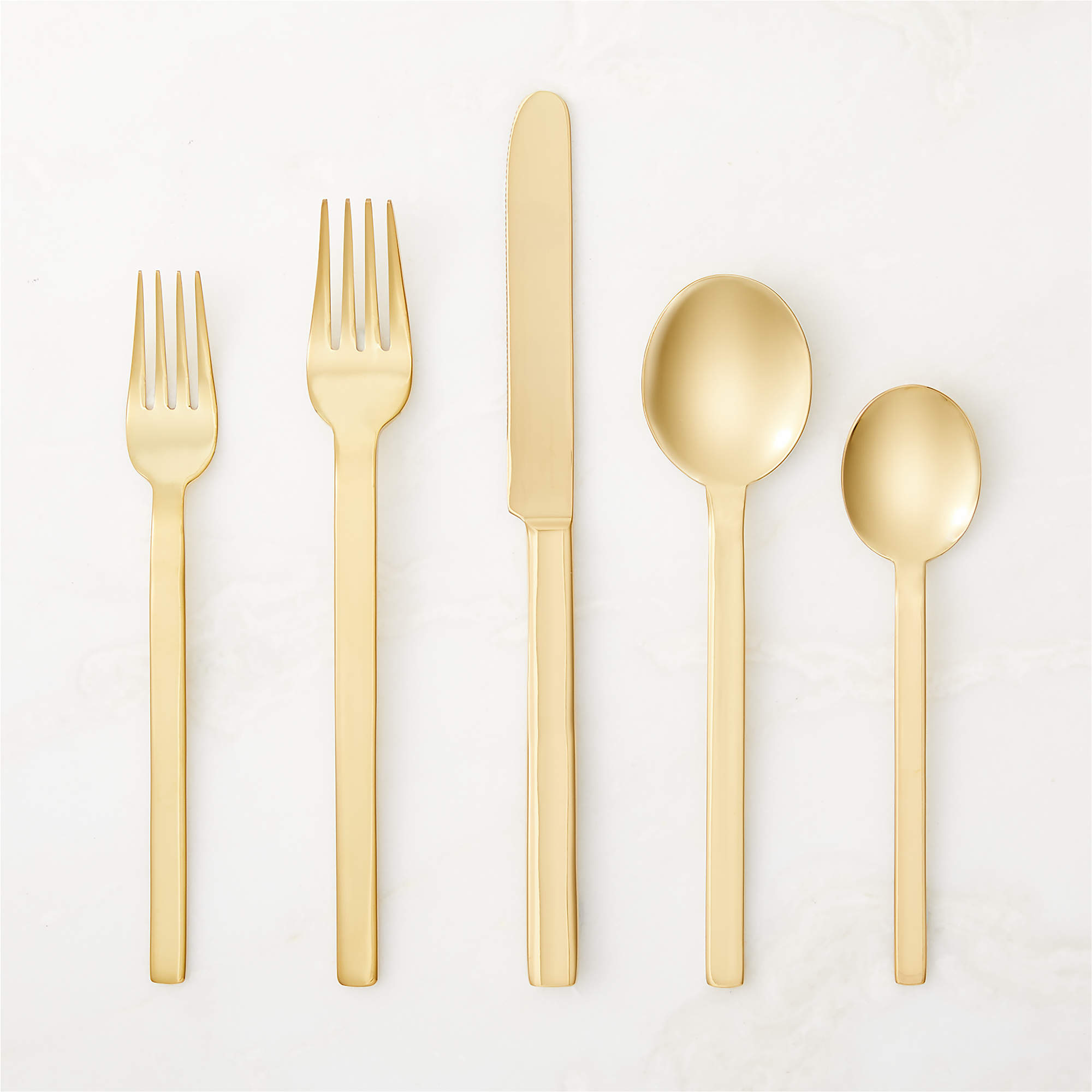 Stile 5Piece Brushed Gold Flatware Set CB2