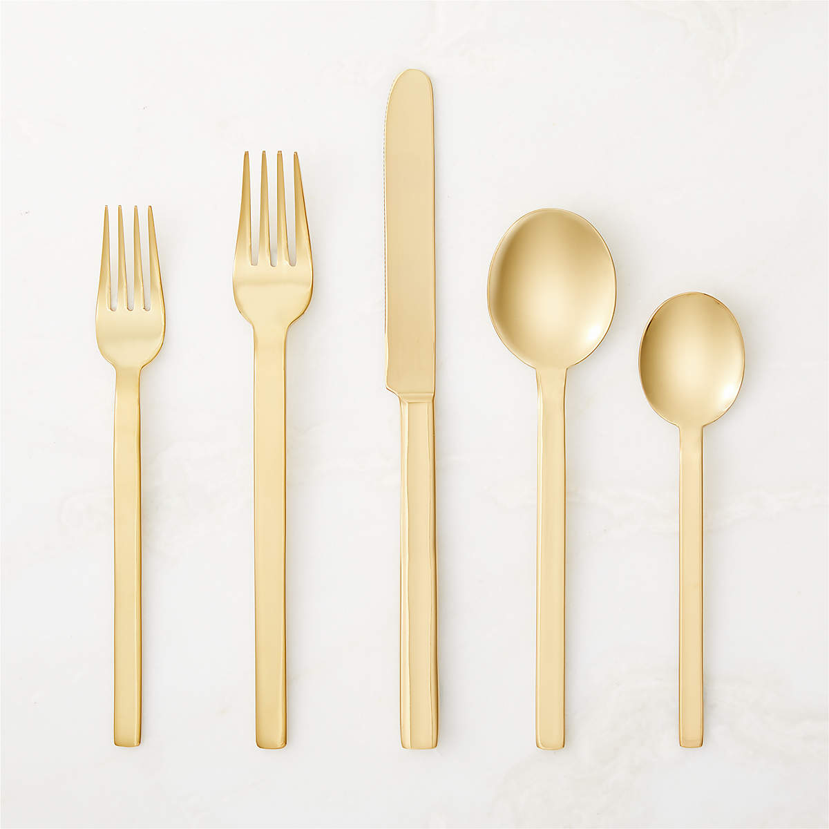Stile 5Piece Brushed Gold Flatware Set CB2