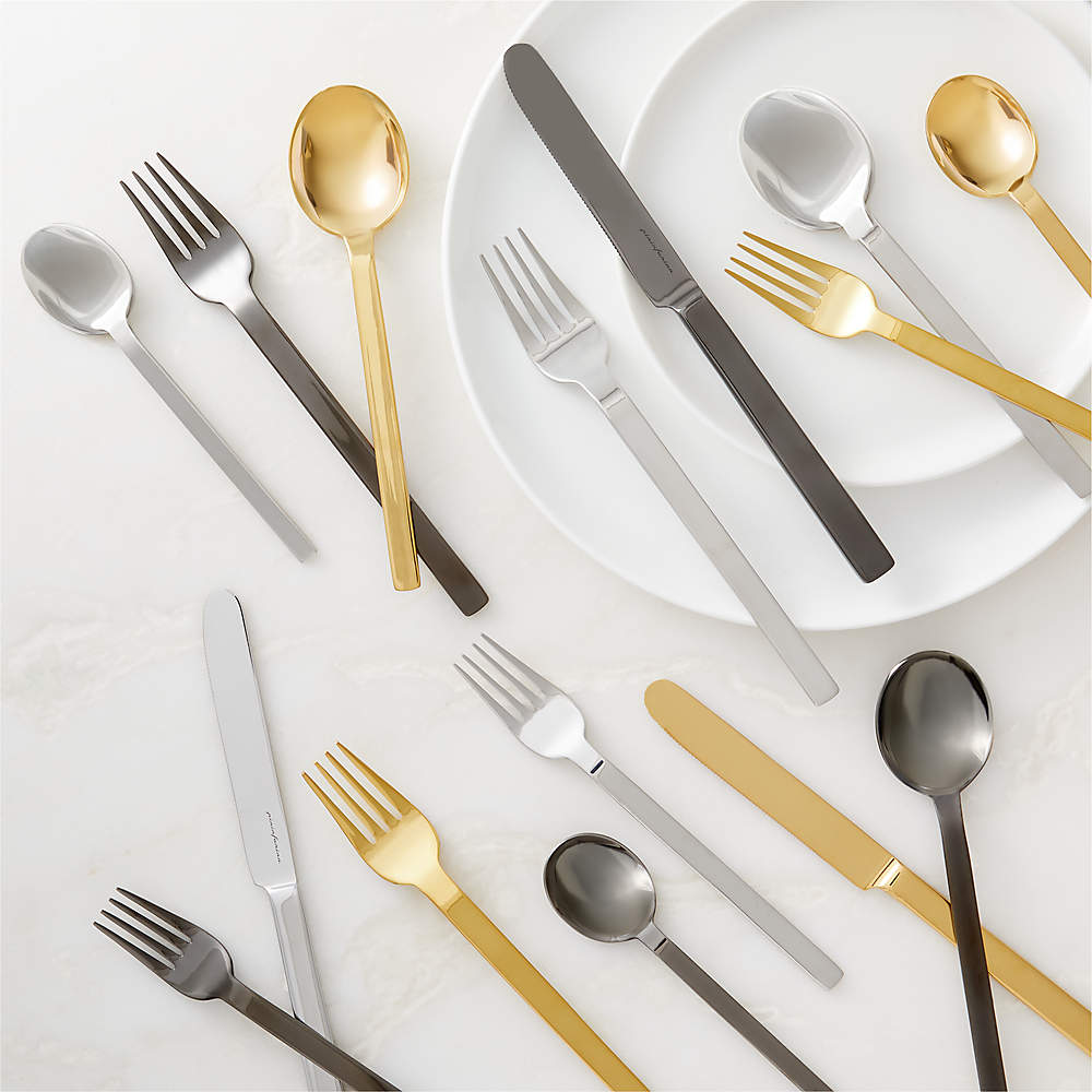 Eve Brushed Gold 5pc Flatware Set