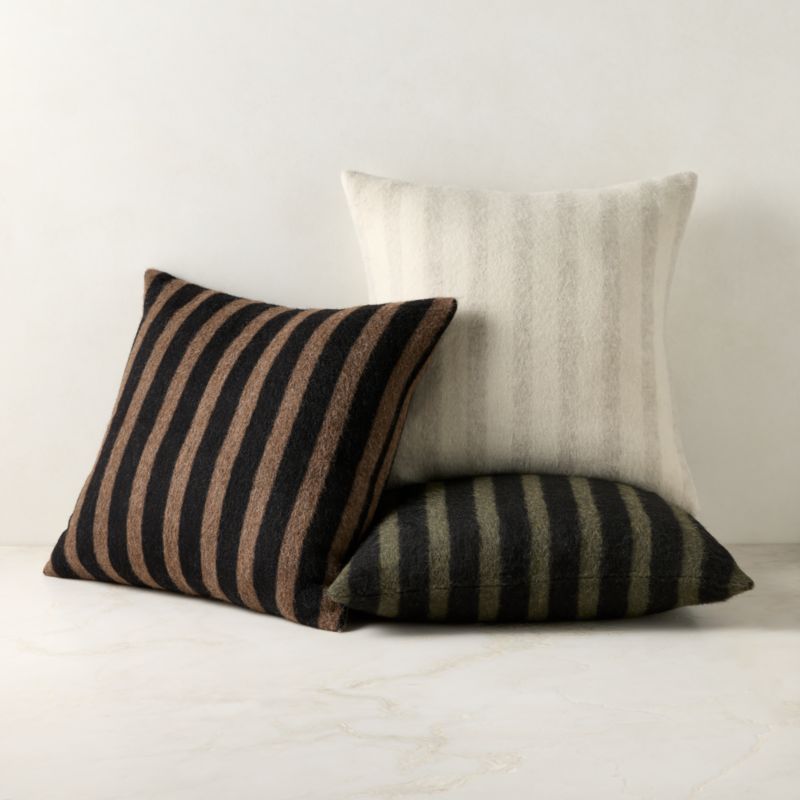 Stills Dark Olive Green and Black Alpaca Wool Throw Pillow with Down-Alternative Insert 23"x23" by Blacksaw - image 2 of 3