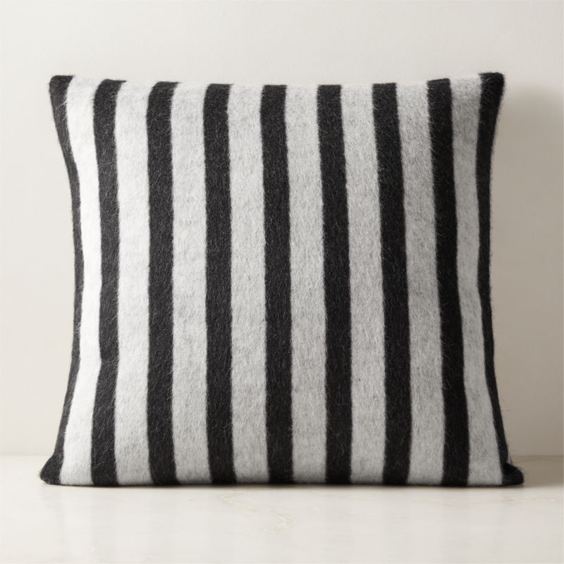 Stills Black and Ivory Alpaca Wool Throw Pillow with Feather-Down Insert 23" - image 0 of 4