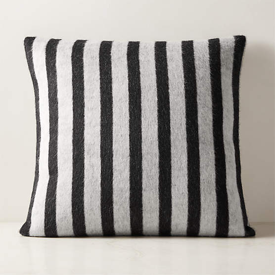 Stills Black and Ivory Alpaca Wool Throw Pillow with Feather-Down Insert 23"x23" by Blacksaw