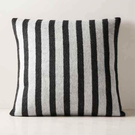 Stills Black and Ivory Alpaca Wool Throw Pillow Cover 23"x23" by Blacksaw