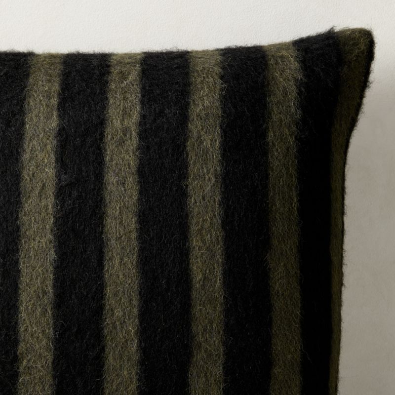 Stills Dark Olive Green and Black Alpaca Wool Throw Pillow with Down-Alternative Insert 23"x23" by Blacksaw - image 1 of 3