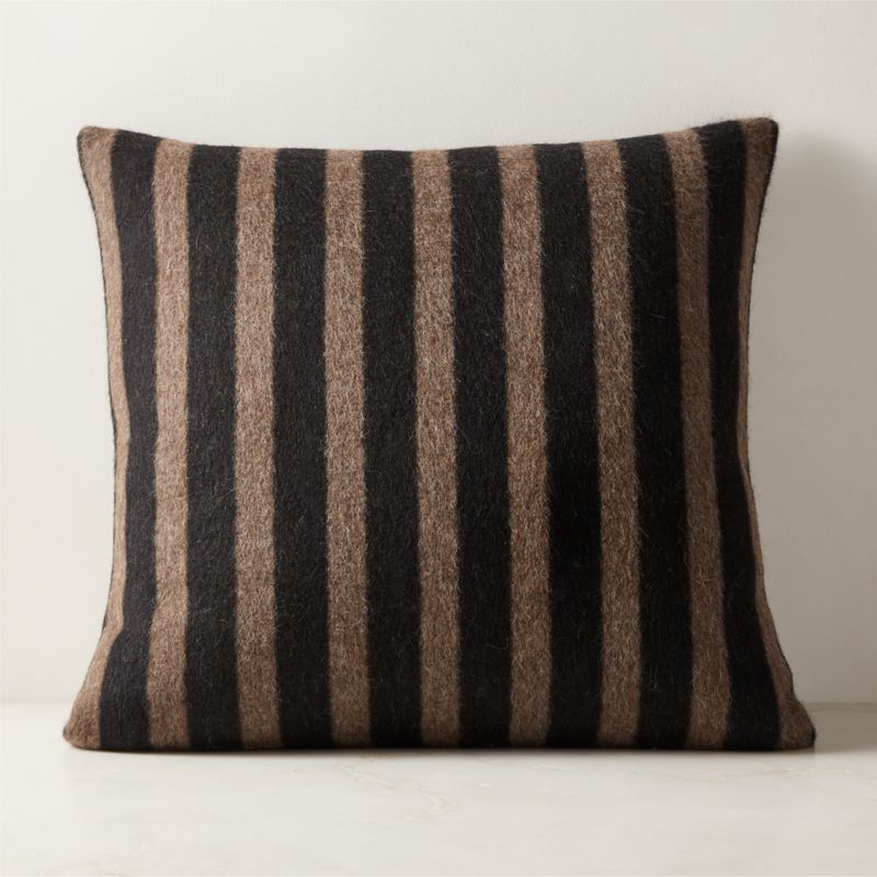 Stills Taupe and Black Alpaca Wool Throw Pillow with Down-Alternative Insert 23" - image 0 of 4