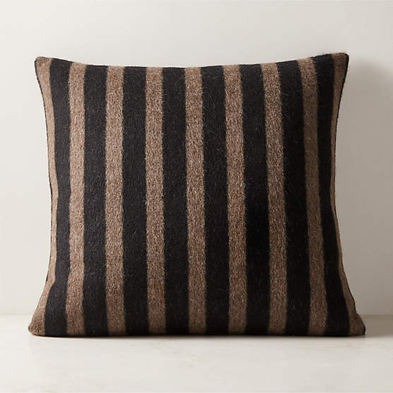 Stills Taupe and Black Alpaca Wool Throw Pillow with Feather-Down Insert 23"x23" by Blacksaw