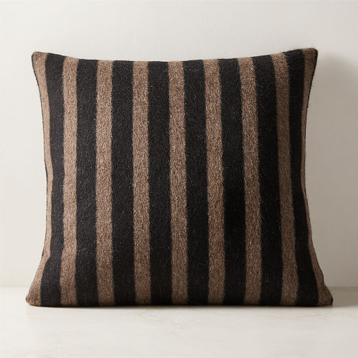 Stills Taupe and Black Alpaca Wool Throw Pillow 23"x23"