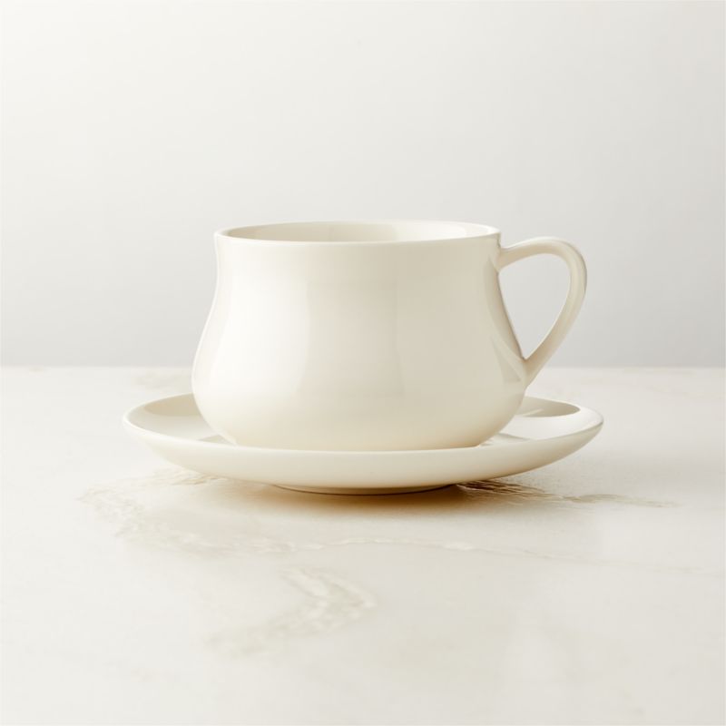 View Stilson White Bone China Teacup and Saucer Set details