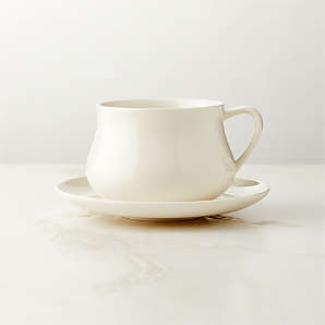Modern Ceramic White Double Espresso Cups Set of 4 - Cute Coffee