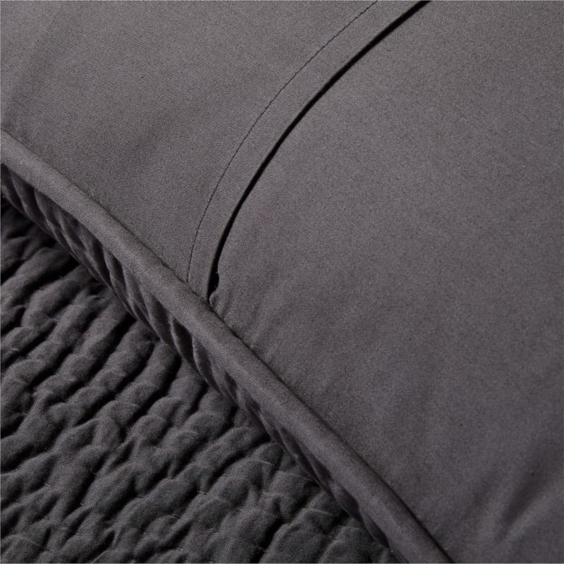 Stitched Organic Cotton Sateen Charcoal Grey Standard Pillow Shams Set of 2 - image 3 of 6