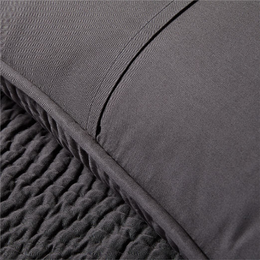 Stitched Organic Cotton Sateen Charcoal Grey King Pillow Shams Set of 2